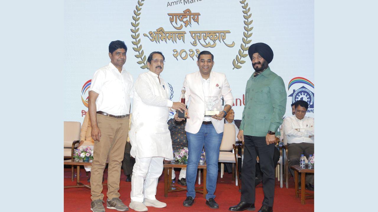 Rashtriya Abhiman Puraskar Awarded To Milin Shah Of Sarom Fab Private Ltd.