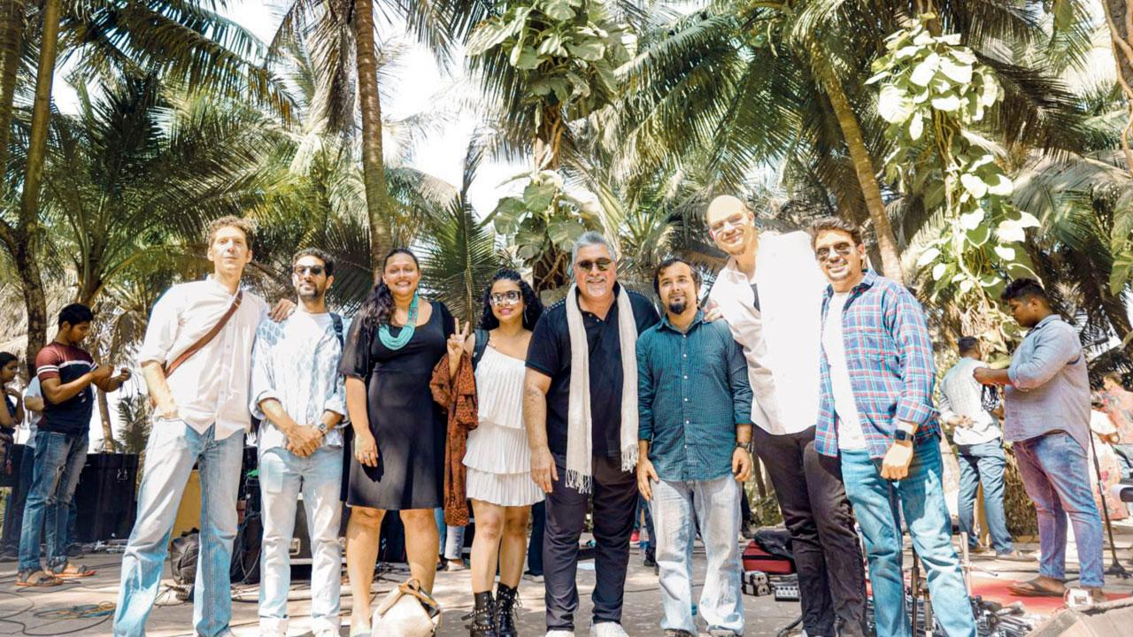 (From left) Emmanuel Simon, Azamaan Hoyvoy, Vasundhara Vee, Mohini Dey, Barot, Arka Chakraborty and Mark Hartsuch of Contraband