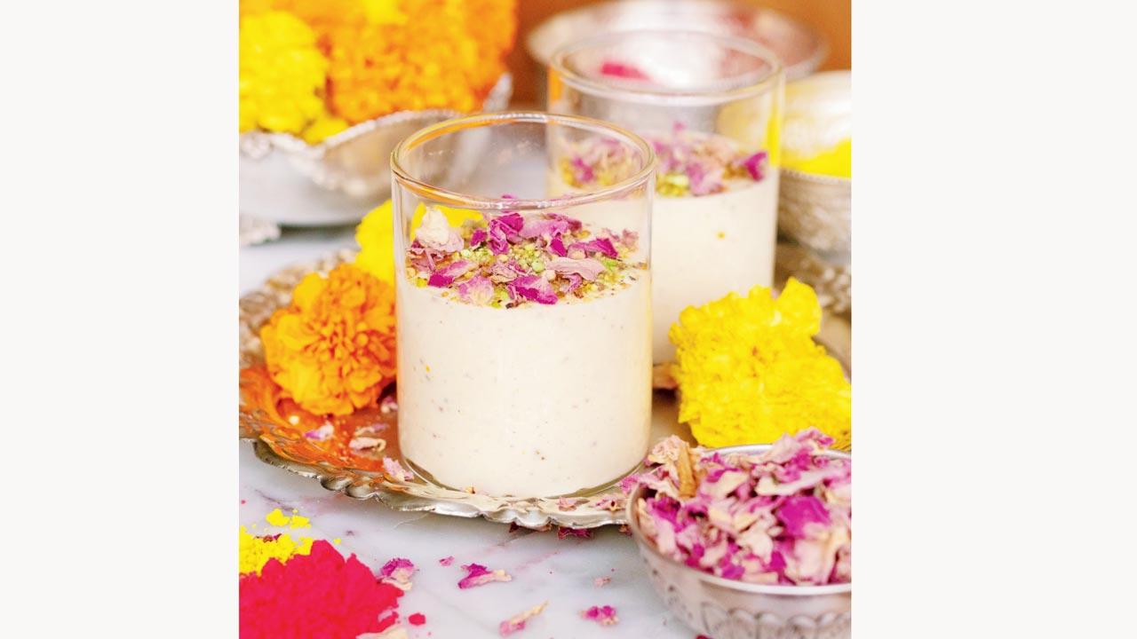 Shrikhand thandai mousse prepared with the premix by Kukreja