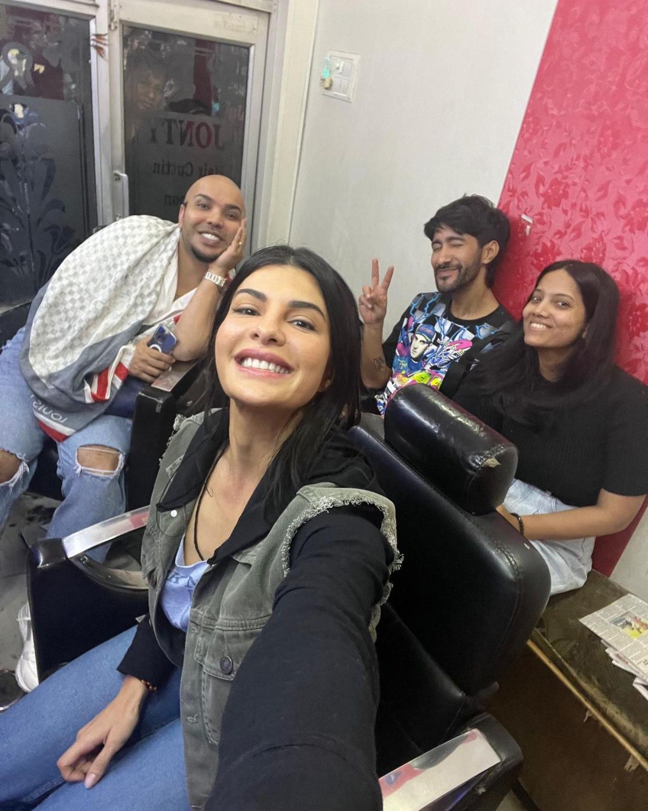 Jacqueline poses with her team for a selfie post wrapping the first schedule