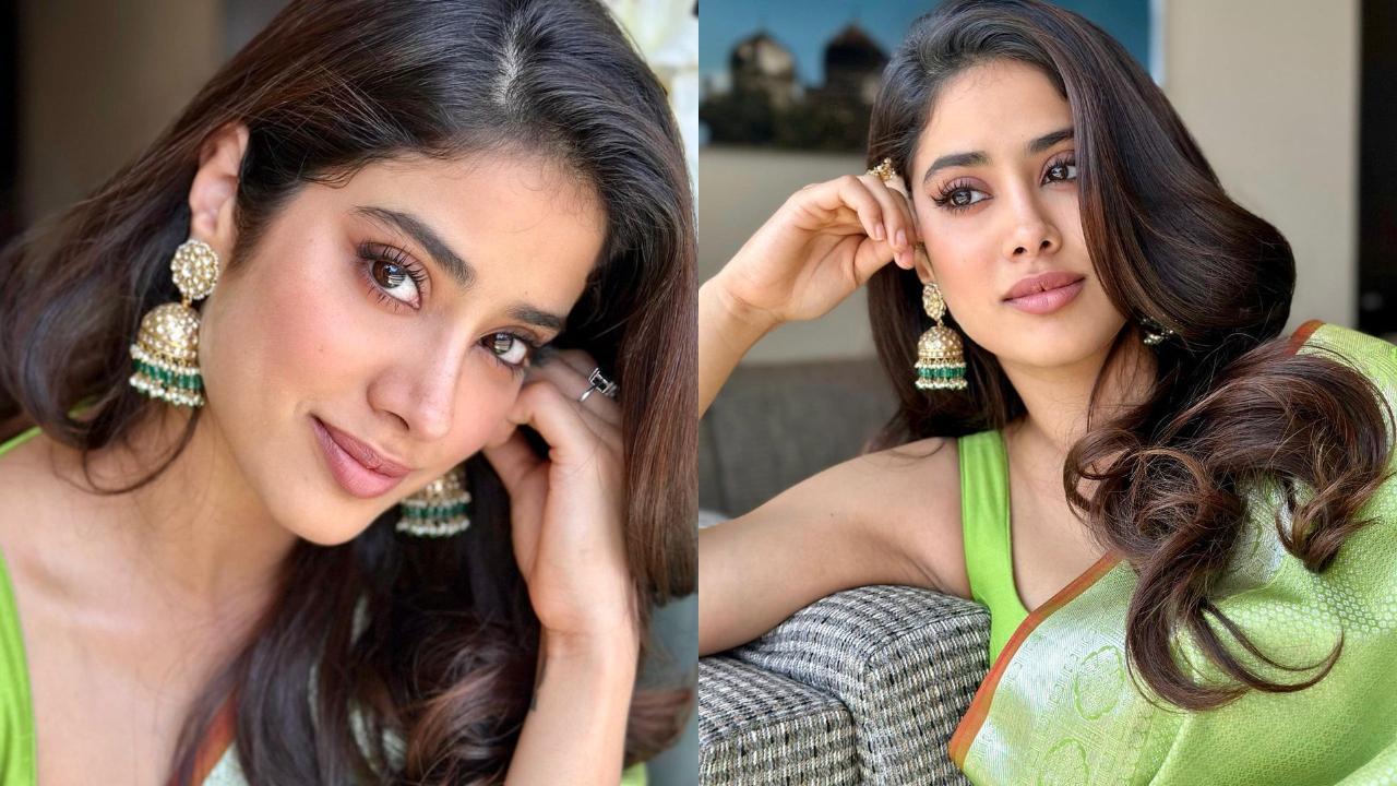 Janhvi Kapoor steals the show in a green saree as she shares good news of her Telugu debut with Jr. NTR starrer, 'NTR 30'