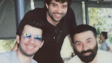 Sunny Deol New Sex Video - Father-Son Duo Karan Deol and Sunny Deol visit debutant Rajveer Deol on the  sets of his upcoming movie
