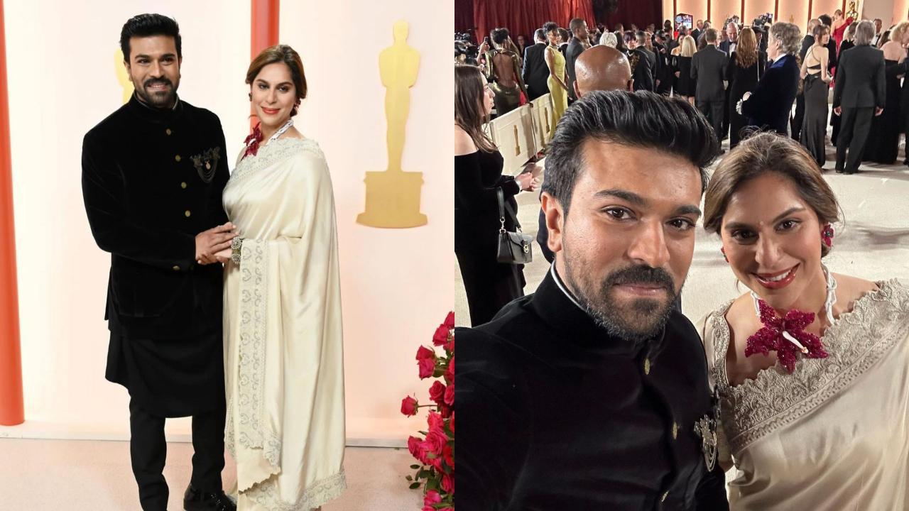IN PHOTOS: Decoding Ram Charan and Upasana's Oscar outfit