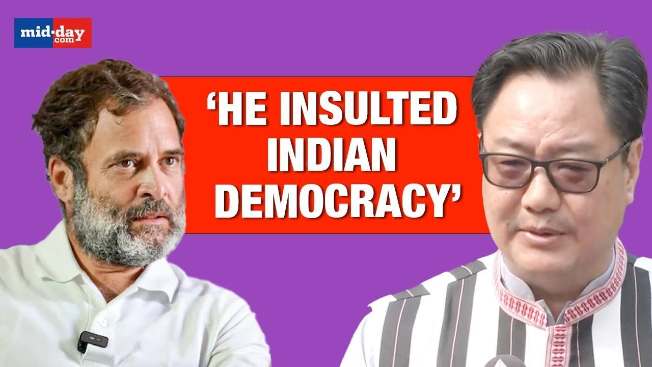 'He Insulted Indian Democracy’, Says Kirren Rijiju Over Rahul's London Remarks