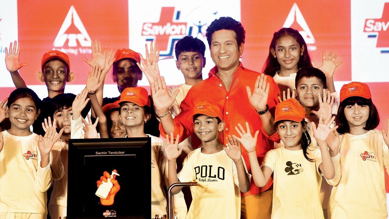 Batting maestro Sachin Tendulkar bats for hand hygiene