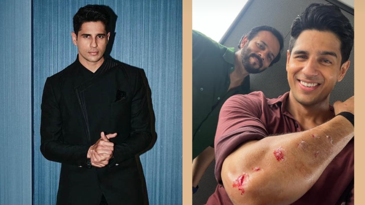 Sidharth Malhotra shows-off his injured arm as he wishes his 'Indian Police Force' director Rohit Shetty a happy birthday