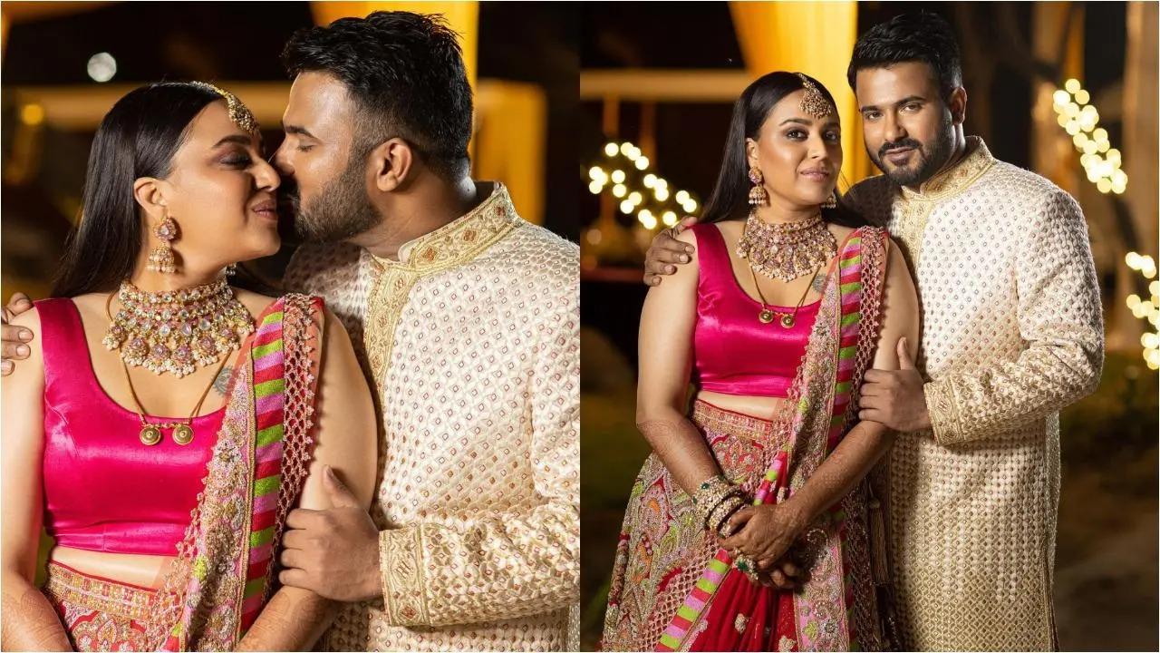 Actor Swara Bhasker and politician Fahad Ahmad had a court marriage last month. In the last couple of days, the duo hosted their friends and family as they celebrated their marriage. On Thursday night, the couple hosted a reception in Delhi which was attended by well-known politicians of the country including Rahul Gandhi, Akhilesh Yadav, Shashi Tharoor among others. For their big day, the couple opted for Abu Jani Sandeep Khosla outfits. View all photos here