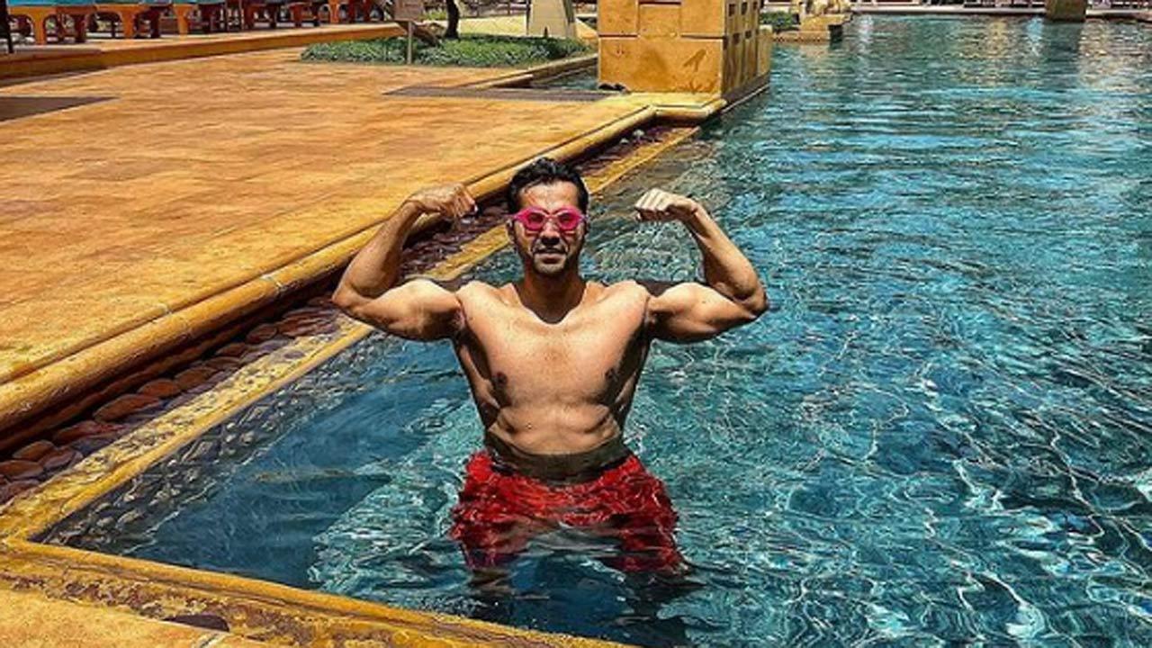 Varun Dhawan flexes muscles in pool, check out Janhvi Kapoor’s hilarious comment