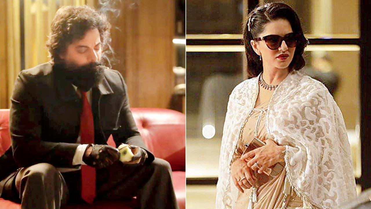 Rahul Bhat and (right) Sunny Leone in the film