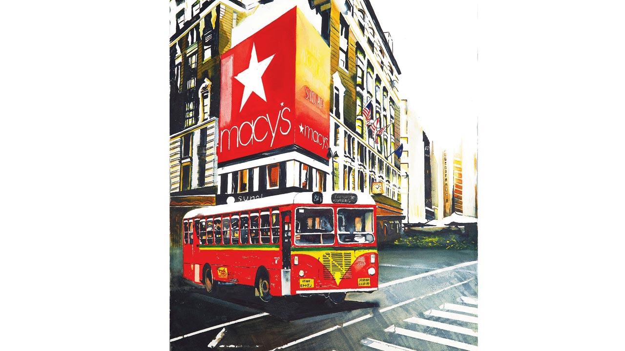 A BEST bus at Macys. Pics courtesy/Samiksha Adukia