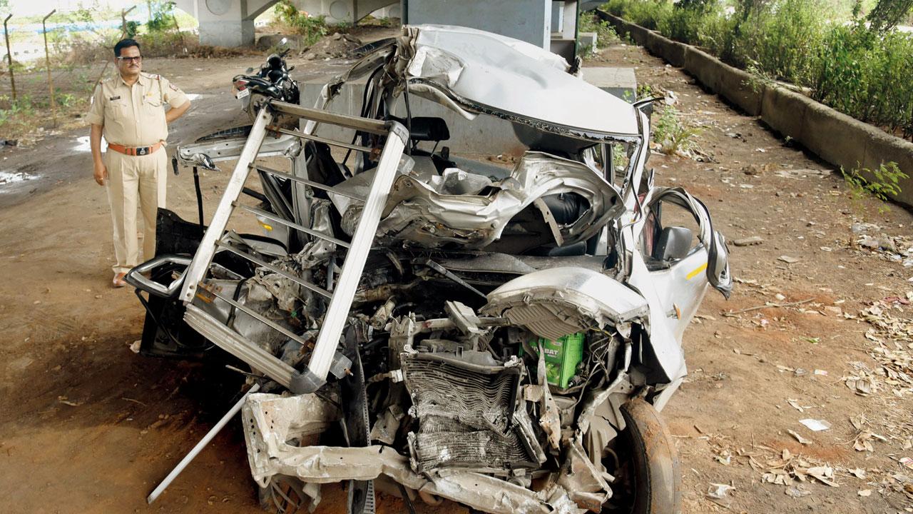 A car and a bus that were involved in an accident in Panvel. FILE PIC/SAMEER MARKANDE