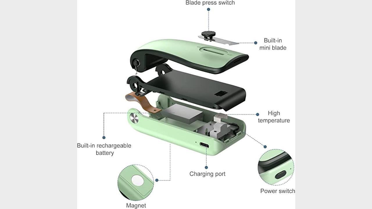 2 in 1 Portable Food Bag Sealing Machine - Bag Sealer Mini USB Portable bag  Sealer,Bag resealer for Chip Bags,Chip Bag Crimper