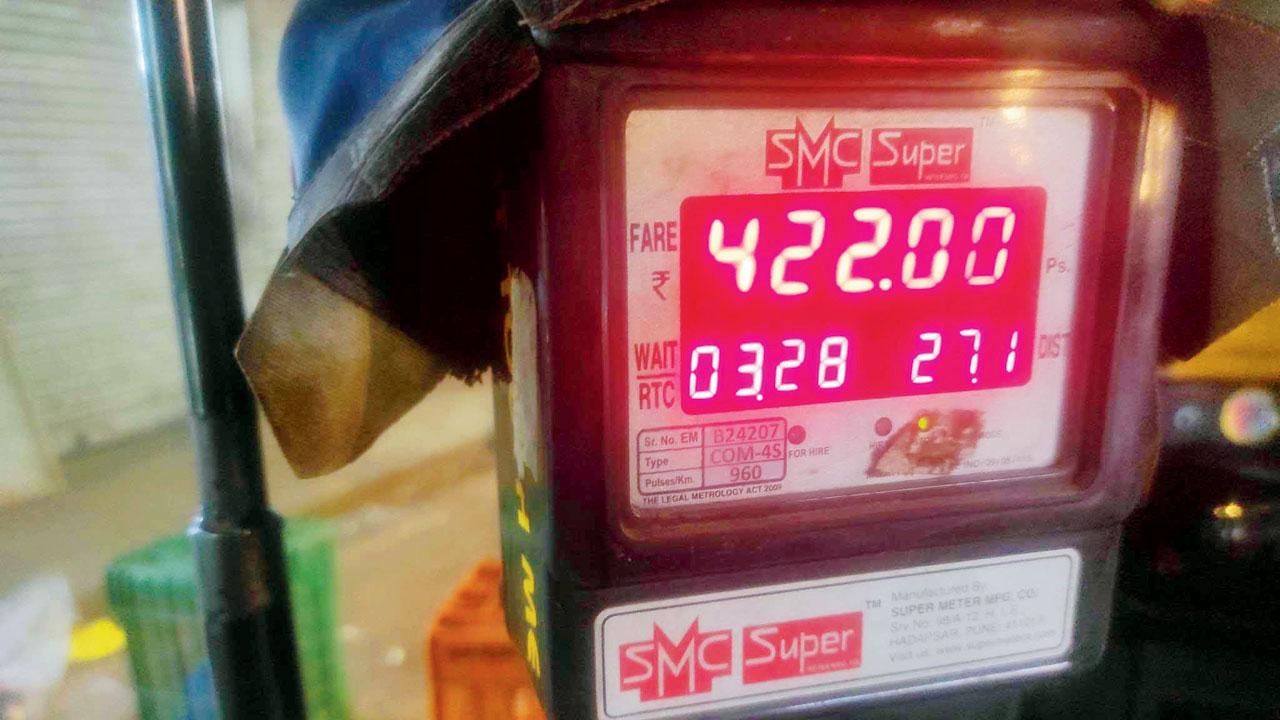 A commuter, Sumit Bhadoriya, said he paid Rs 422 for a journey of 11 km from Terminal 2 to the Kurla railway station in March. The meter showed 27 km for an 11-km journey