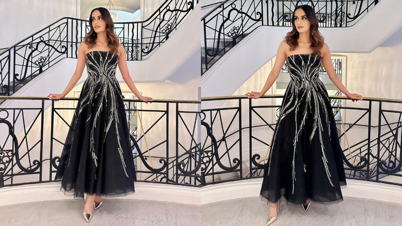 Cannes 2023: Manushi Chhillar dazzles in a stunning black gown on the second day