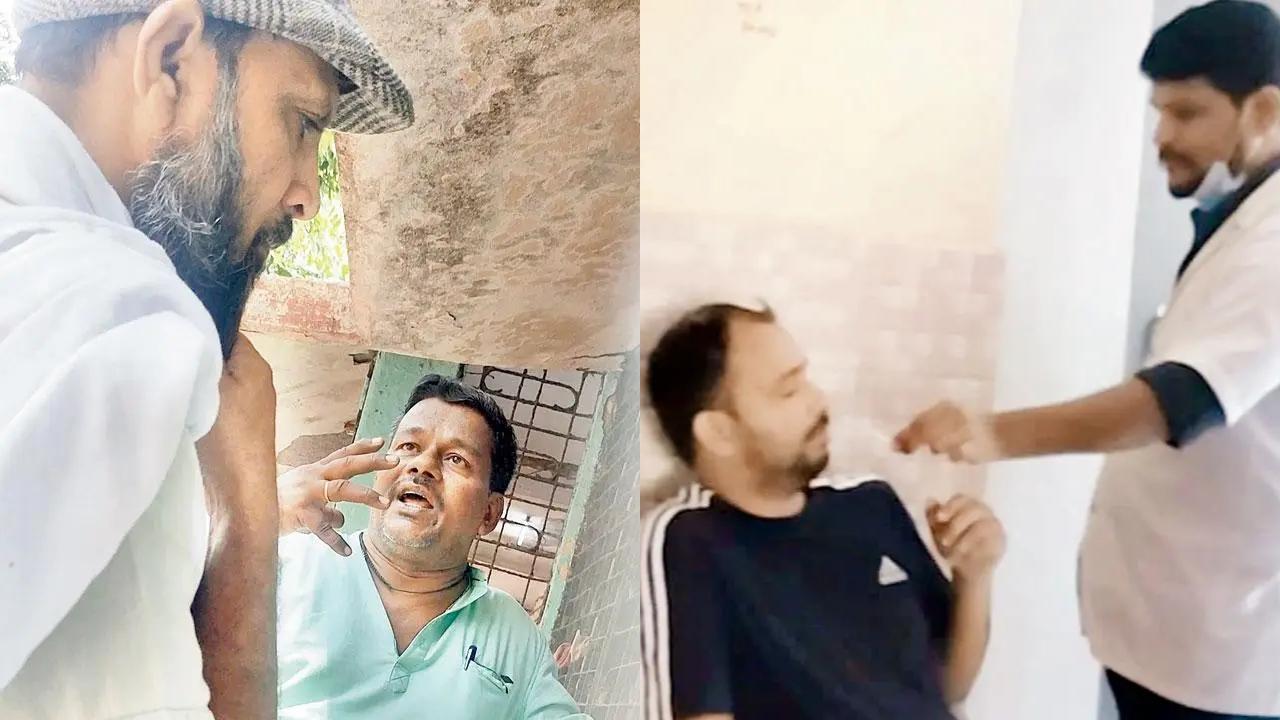 mid-day’s Samiullah Khan talks to Sunil Shinde, a nurse who arranged for Faizan Khan to be admitted to the hospital  (L) and A pre-admission Covid test is carried out on Faizan at the hospital (R)