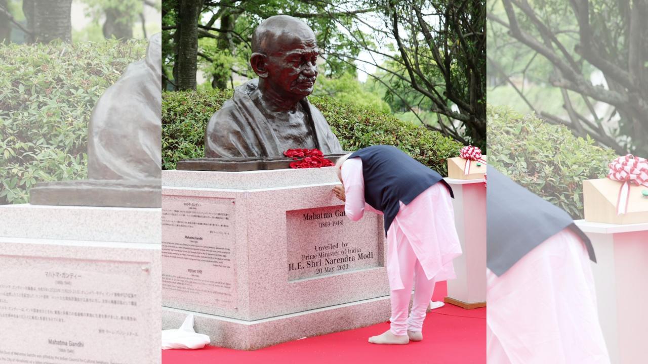 PM Modi unveils Mahatma Gandhi's bust in Hiroshima, site of world's first nuclear attack