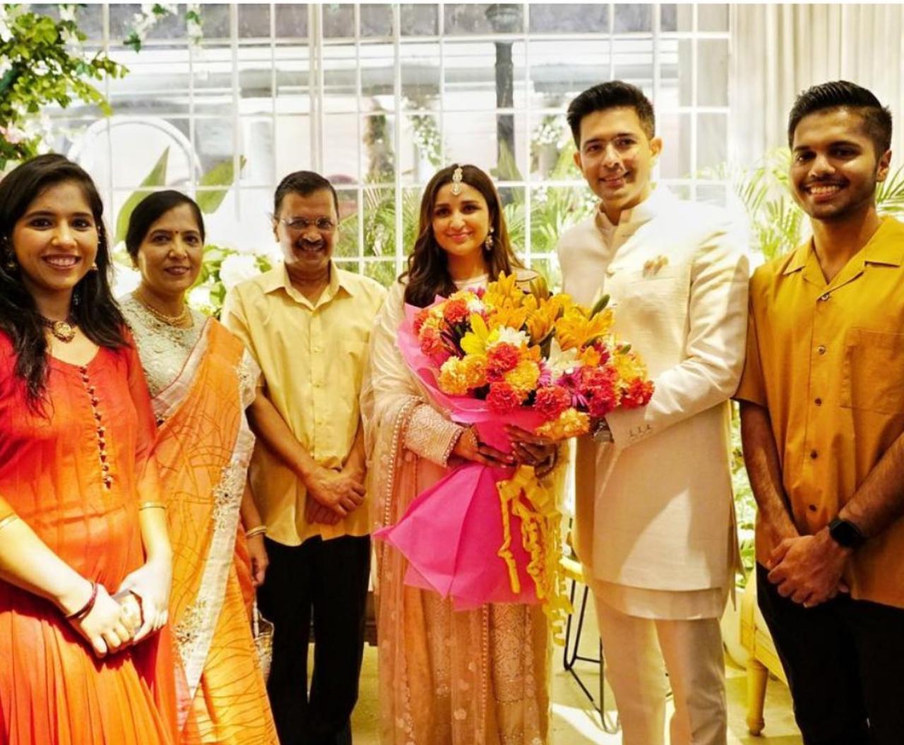 Kejriwal also shared a picture of the newly engaged couple. He attended the ceremony along with his wife