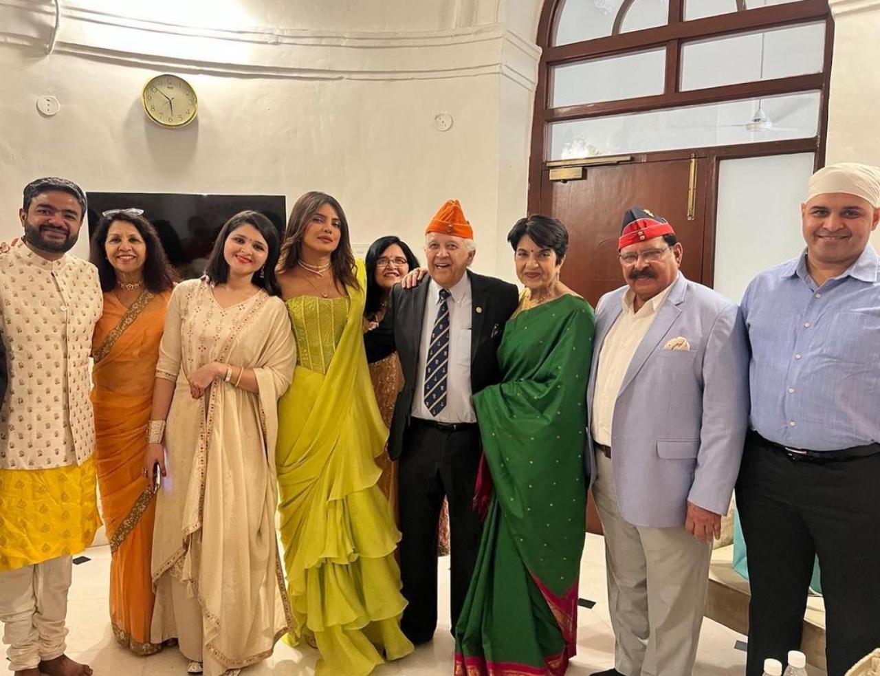 Priyanka Chopra, who is the cousin of the bride-to-be, took to her Instagram handle to wish the couple. While wishing the couple, Chopra also shared a happy family union picture on her gram 
