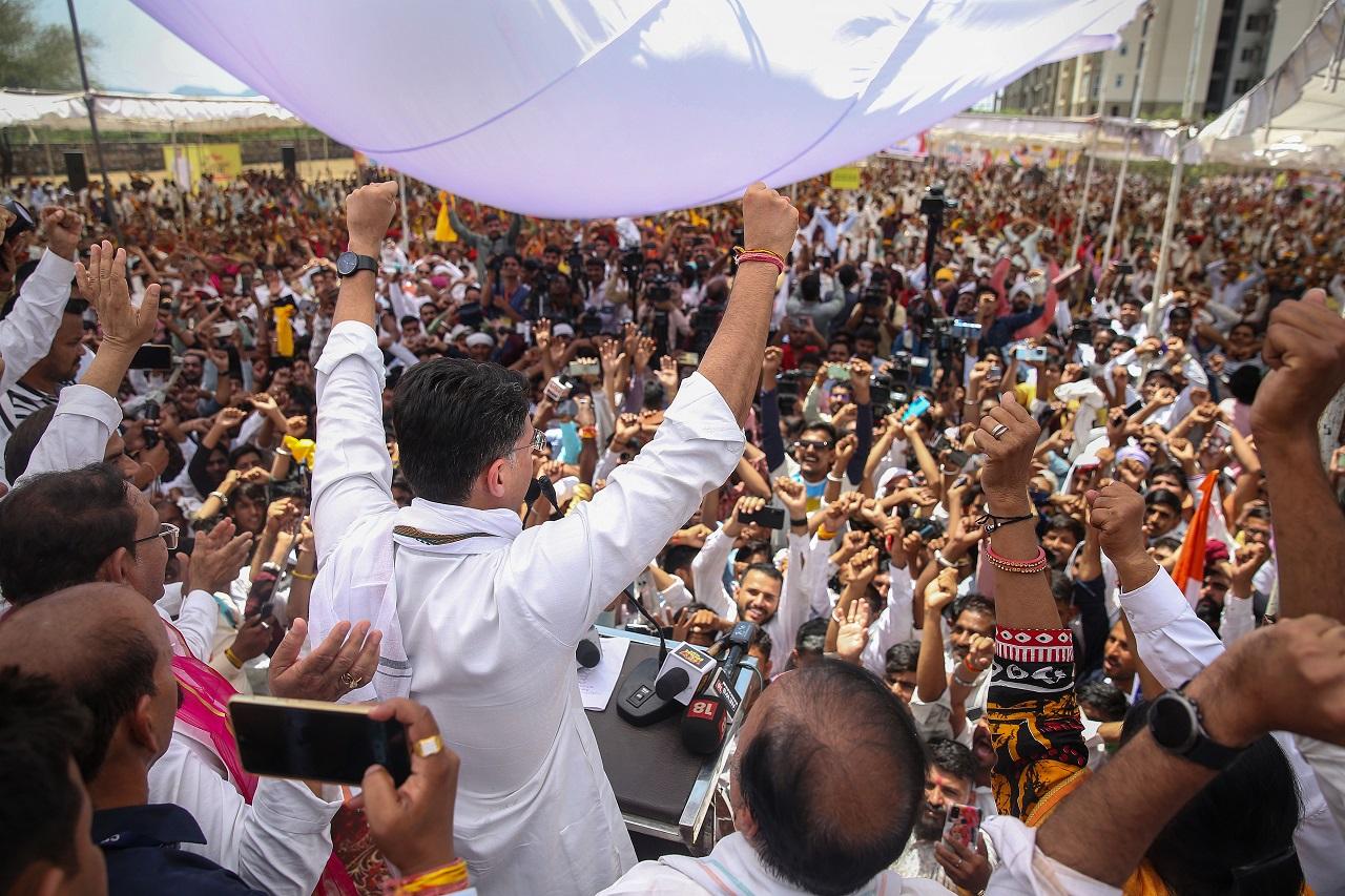 The five-day yatra mounts further pressure on the party leadership as it hopes to retain the state in the elections at the end of the year (Pic/PTI)