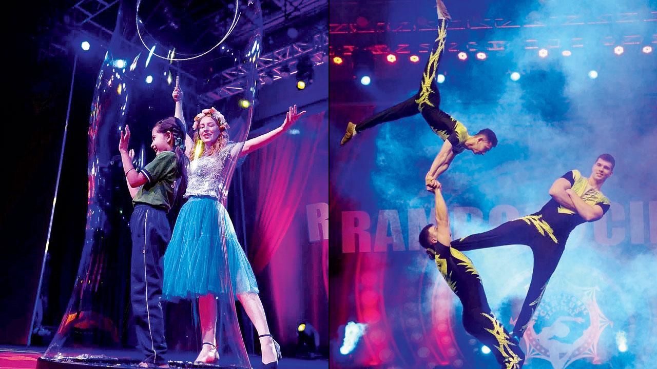 The bubble act by Viktoria (above) is one of the highlights of the show