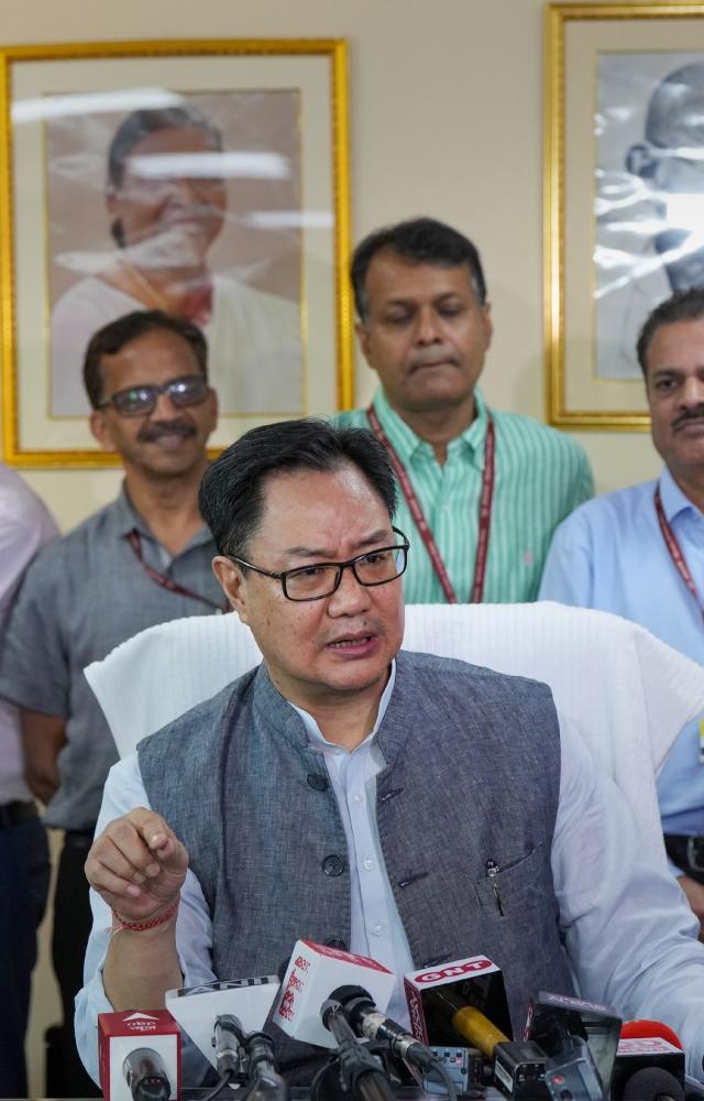 IMD Director General Mrityunjay Mohapatra and Additional Secretary and Financial Advisor Vishwajit Sahay were present when Rijiju assumed charge