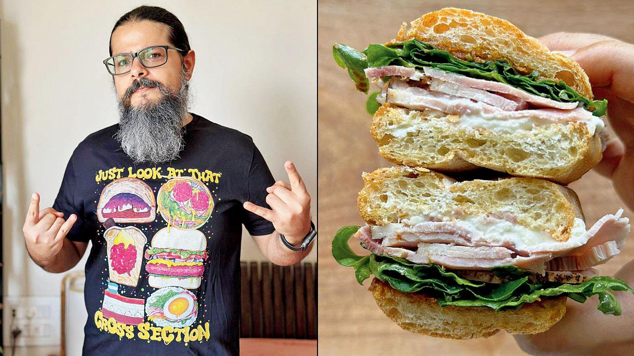 A ham and burrata cheese sandwich by Sahil Makhija