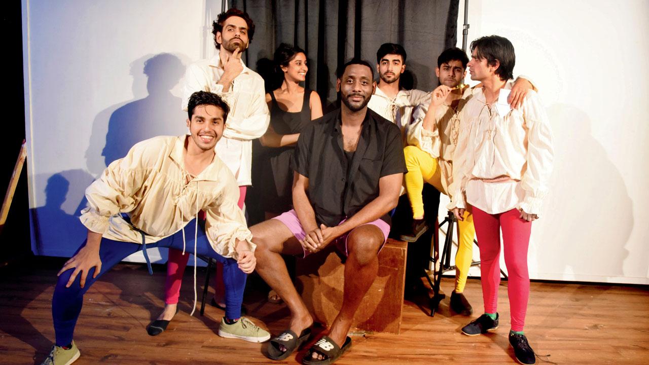 (Top from left) Sahil Mehta, Manik Papneja and Sarthak Sharma rehearse