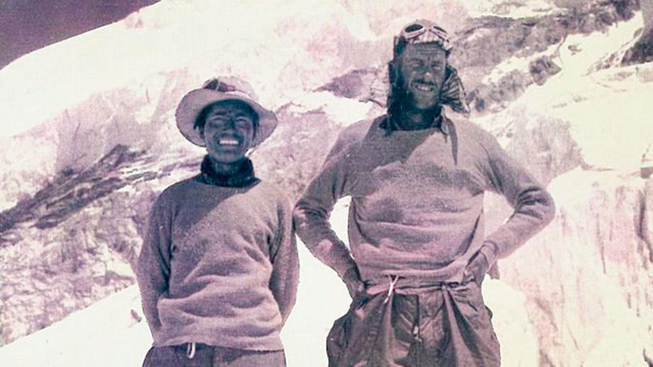 Tenzing Norgay (left) and Edmund Hillary pose for a picture before they set on their history-making adventure