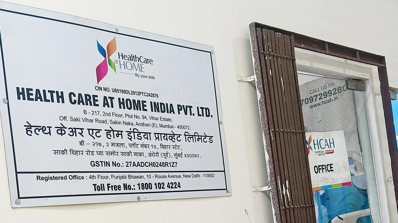 The office of Health Care at Home India in Sakinaka from where Krishna Periyar was hired