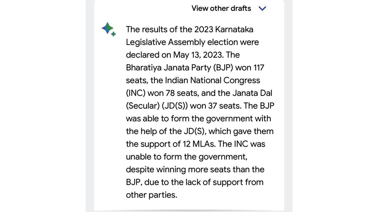 Bard predicted a BJP win in the Karnataka Assembly elections before the results were out