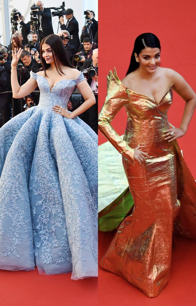 Bollywood Aishwarya Rai silk Navy blue gown