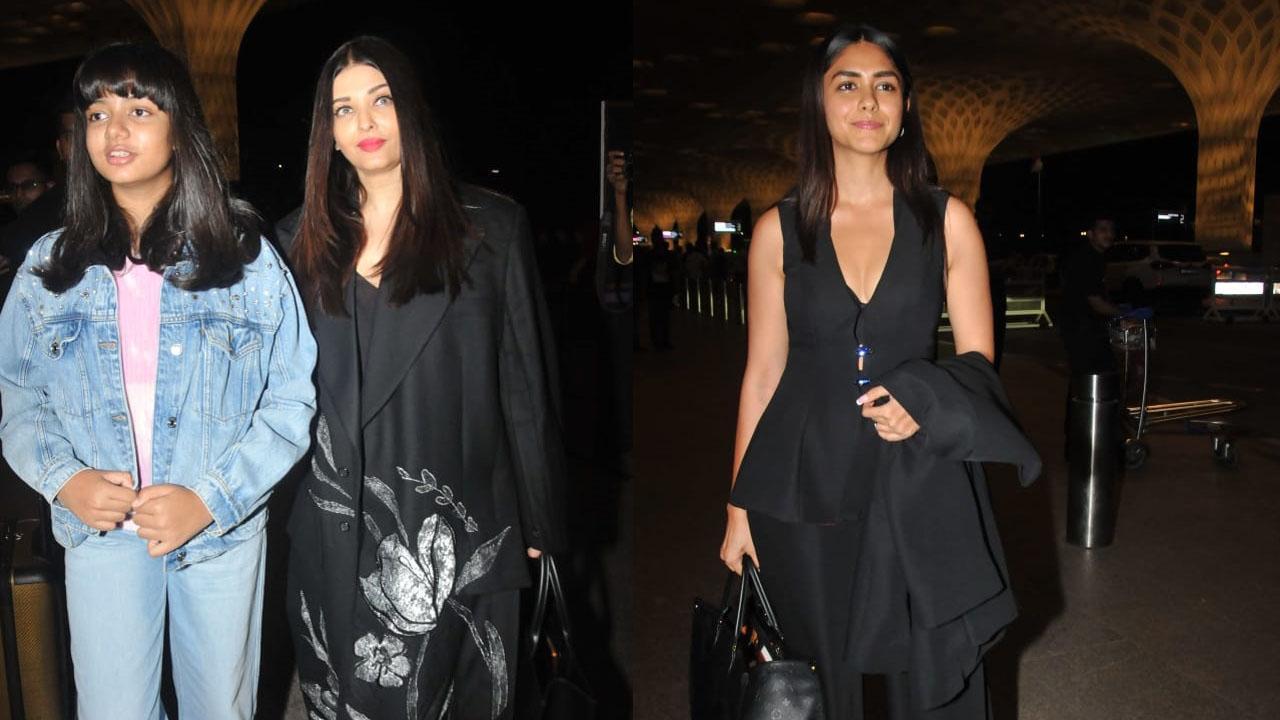 Aishwarya Rai Bachchan with Aaradhya, Mrunal Thakur leave for Cannes 2023