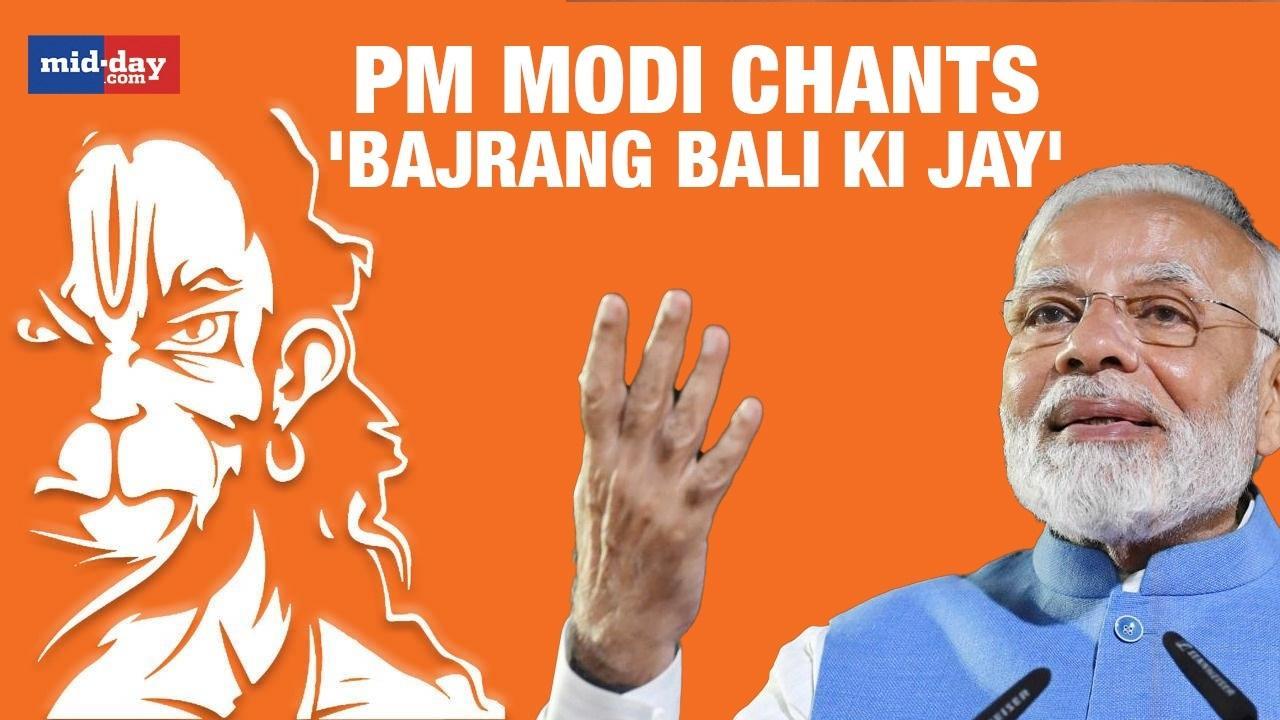 PM Modi chants 'Bajrang Bali Ki Jay' at a rally in poll bound Karnataka