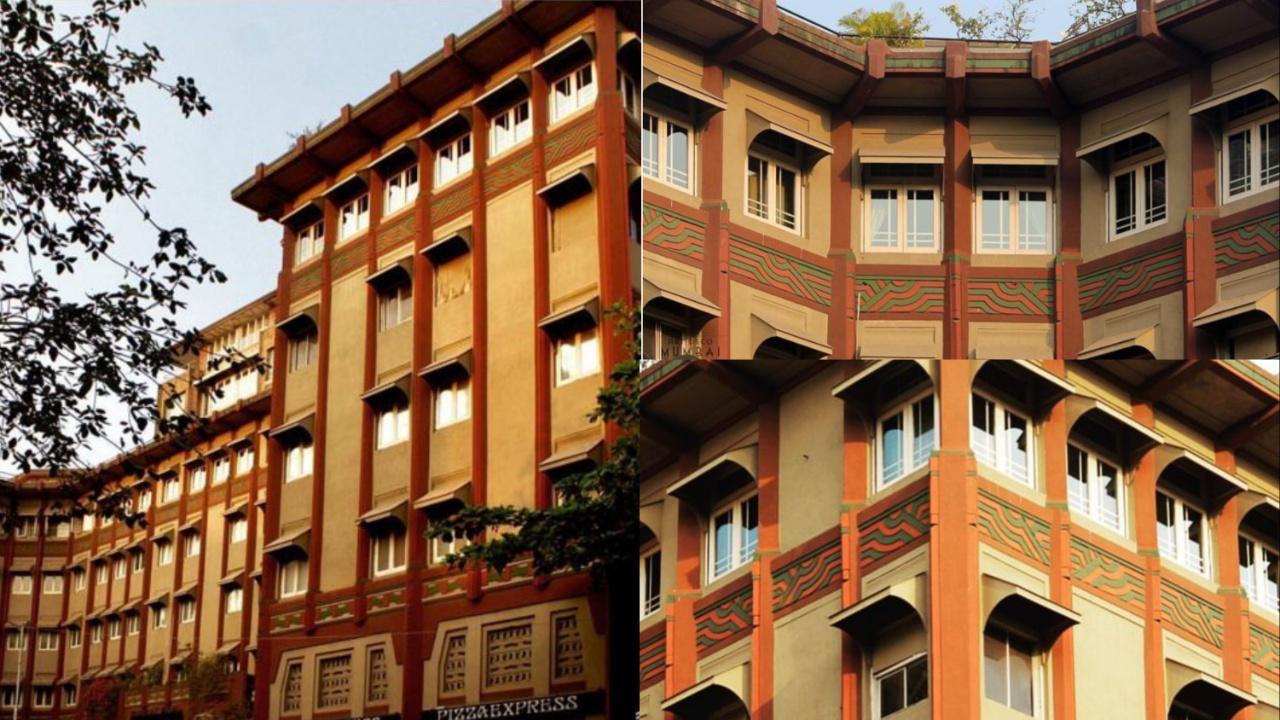 Dhanraj Mahal, Apollo BunderDhanraj houses a record 145 pitched sunshades across its facade adding to the deco dynamic. Design intricacies include a unique corner treatment that connects main building to an angled wing. Photo Courtesy: Art Deco Mumbai