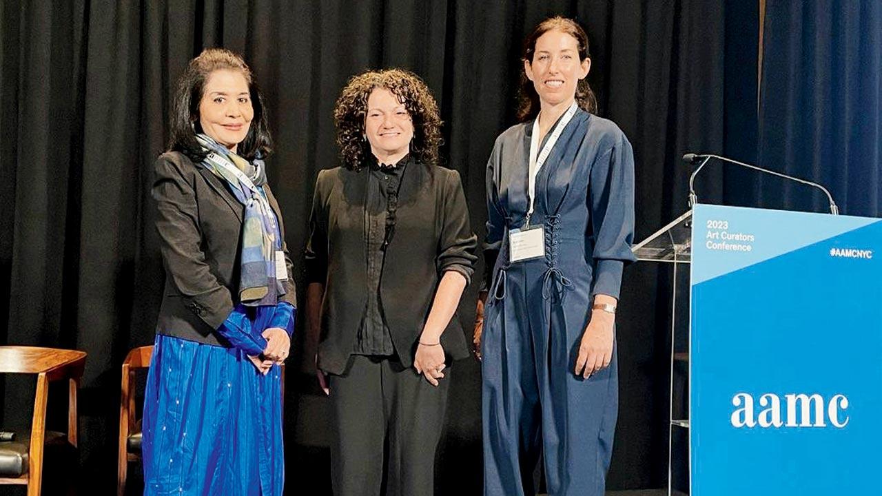 (From left) Tasneem Zakaria Mehta; Judith Pinero, executive director; and Beth Citron, independent curator and part of the executive leadership of AAMC, photographed by Liz Ligon. Pic courtesy/AAMC & AAMC Foundation