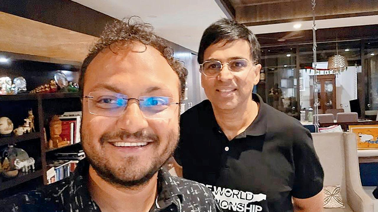 Sagar Shah with Viswanathan Anand. Pic Courtesy/Instagram