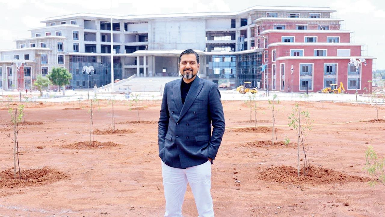 Ricky Kej at the university site. Pic courtesy/Twitter