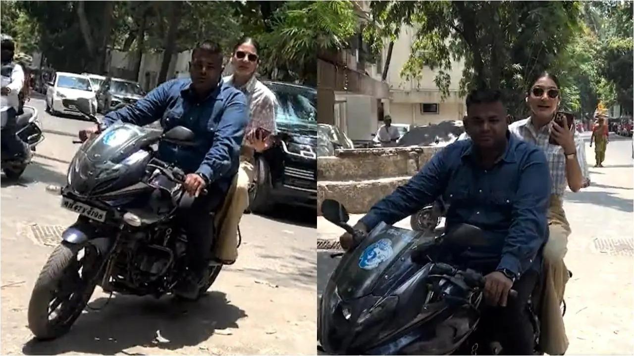 Anushka Sharma was seen riding pillion on a bike in the city earlier today. On Monday, the actress was seen getting on a motorbike with her bodyguard after a tree fell and blocked the road. Read full story here