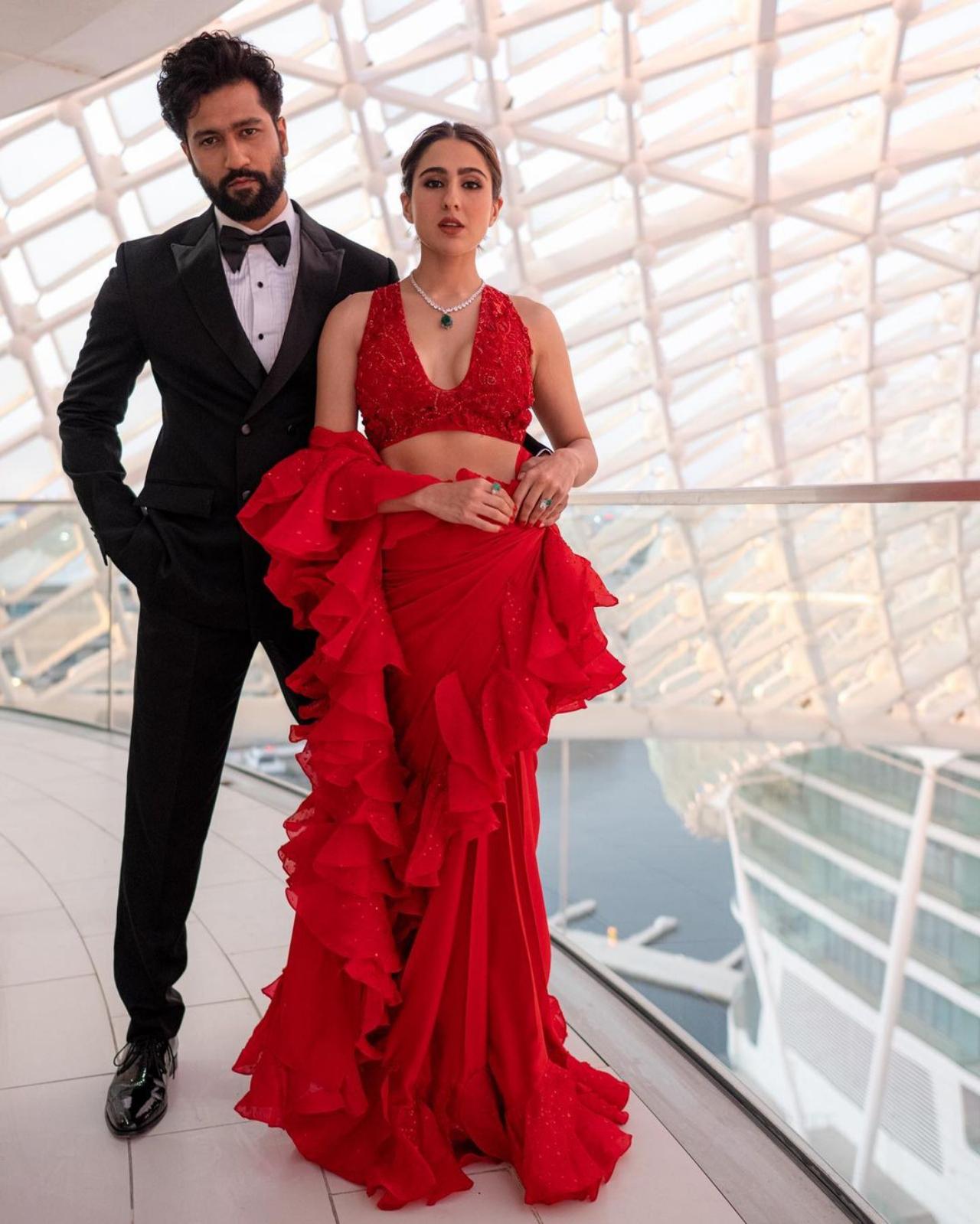 Actors Vicky Kaushal and Sara Ali Khan, who are currently promoting their latest offering 'Zara Hatke Zara Bachke', set the night ablaze as they appeared at the Awards night together. 