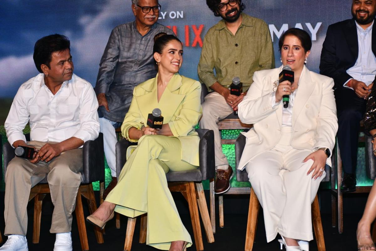 At the trailer launch, Bollywood actor Sanya Malhotra was joined by the co-stars and the makers of her upcoming next, 'Kathal'. Guneet Monga, the Oscar-winning producer who has bankrolled the film, was also present for the trailer launch.