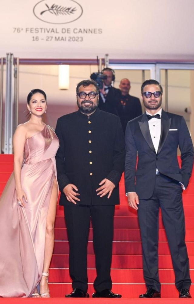 Sunny Leone, Anurag Kashyap, and Rahul Bhat arrived together for the premiere of their film Kennedy