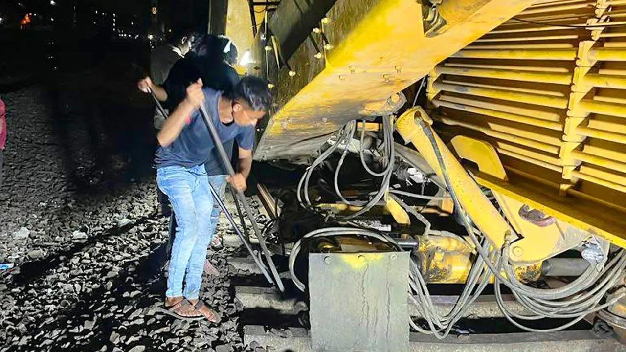 Apart from the regular monsoon preparations, about 59.8 km of tracks will be raised this year in Mumbai to avoid flooding and waterlogging along both railway routes. While 47.8 km of track lifting has been planned on the Central Railway Mumbai division, about 12 km of track lifting is planned on the Mumbai suburban line of the Western Railway
In Pics: Keeping the services running during the monsoon is a challenge for both railways in Mumbai and lifting the tracks is one way of doing this