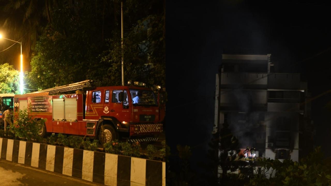 A fire that broke out in a high rise near Mumbai's Breach Candy hospital Pic/Ashish Raje