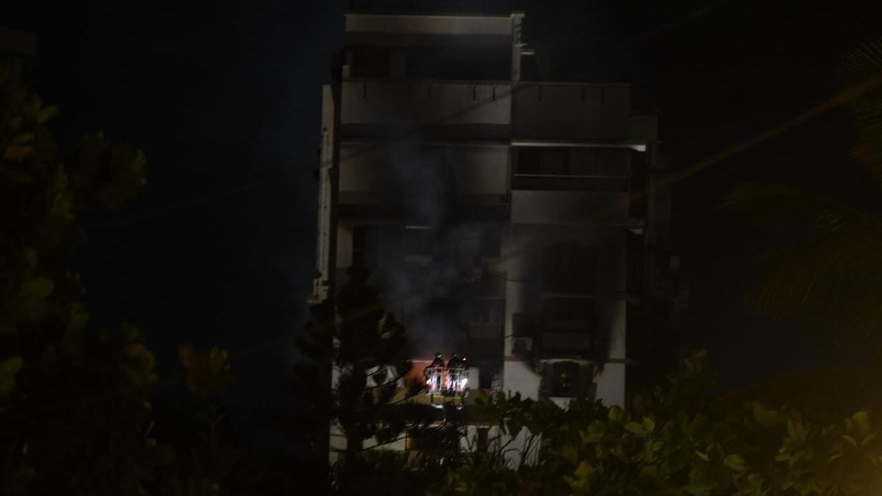 A Level-2 fire broke out in two flats on the 12th floor of a residential building near Breach Candy Hospital on Saturday night