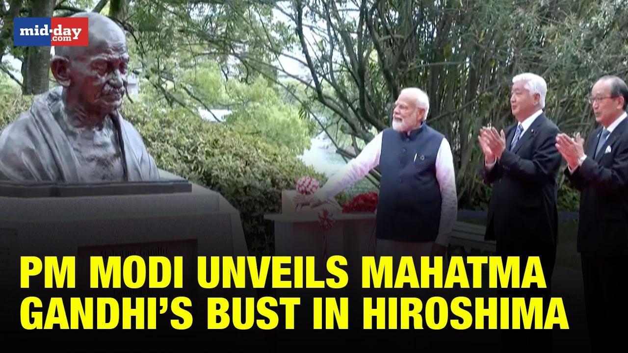 G7 Summit: PM Modi unveils Mahatma Gandhi’s bust in Hiroshima