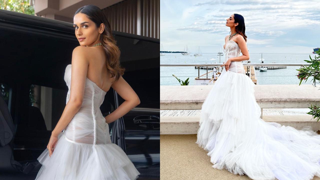 Manushi Chhillar serves sophistication in a white couture gown at Cannes