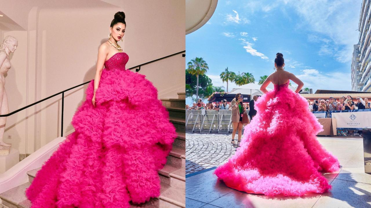 Cannes 2023: Urvashi Rautela adds a splash of colour with a pink tulle ...