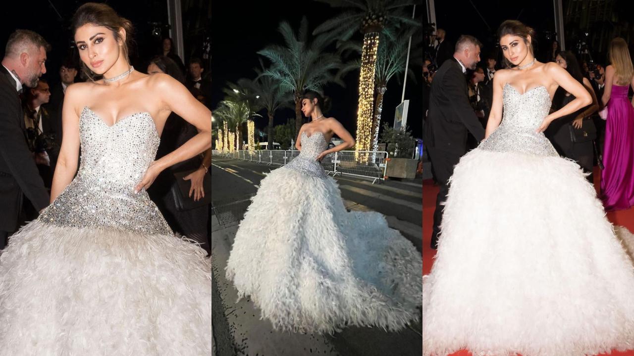 Mouni Roy finally walks the Cannes 2023 red carpet in a strapless white gown