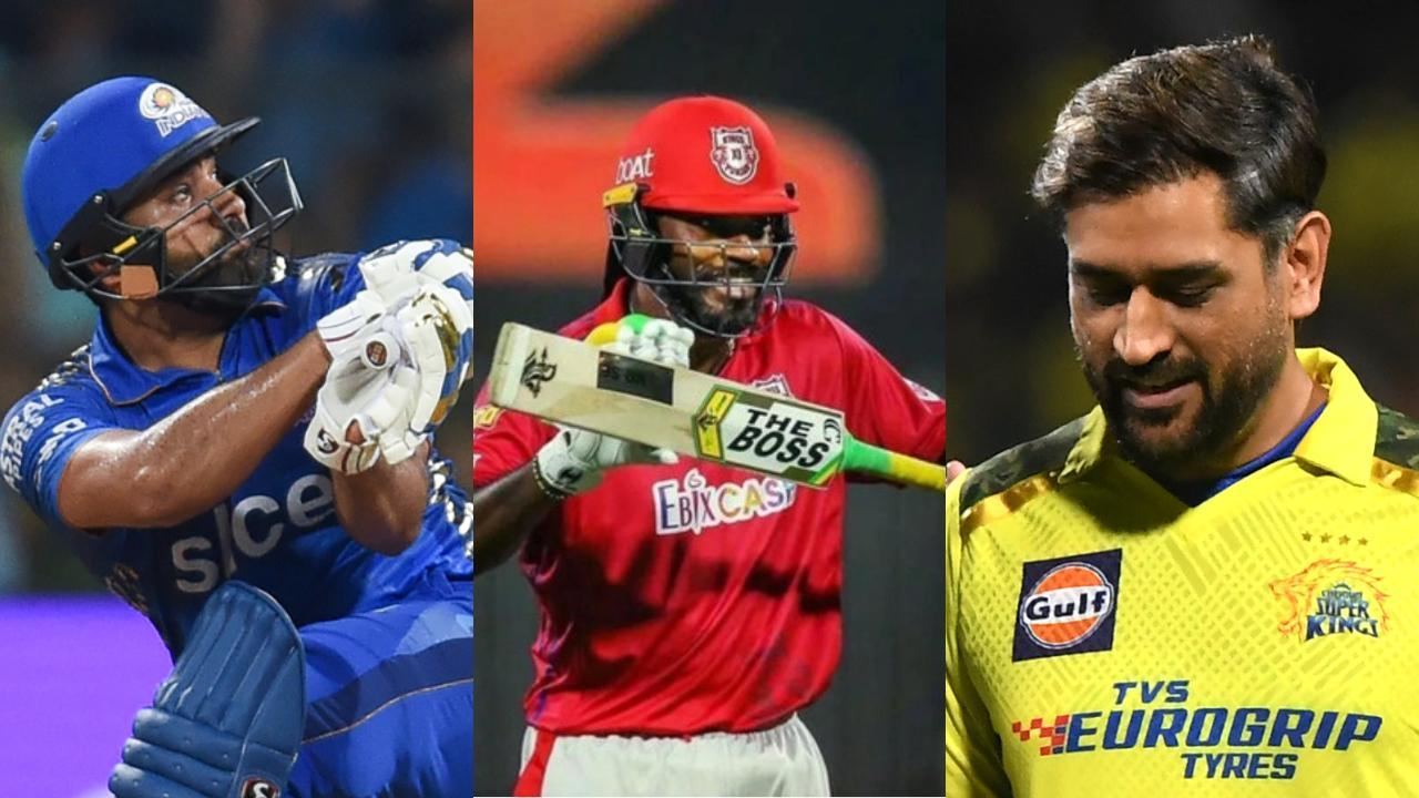 Rohit Sharma(L), Chris Gayle(C), MS Dhoni(R) (Pic: AFP/PTI) 