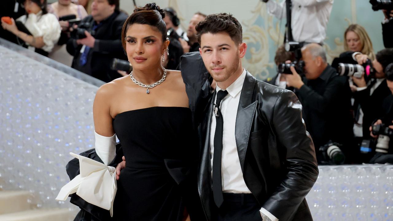 Priyanka Chopra and Nick Jonas, the power couple, opted for black and white outfits.
 